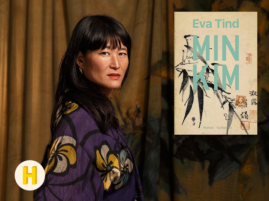 Foto af Eva Tind og bogen Min Kim