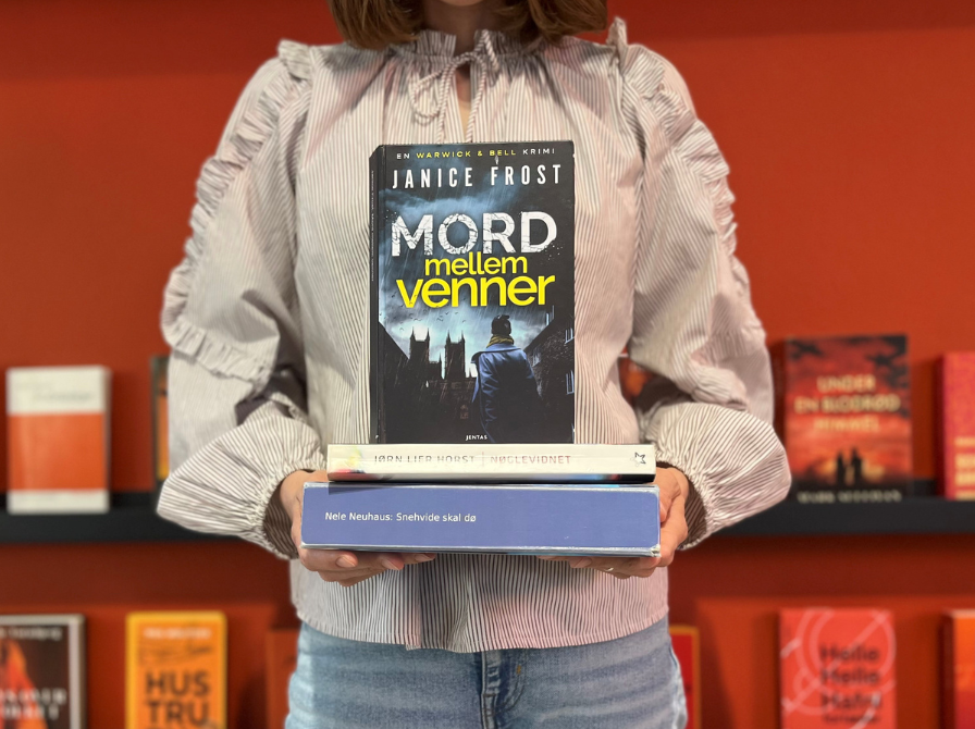 Kvinde, der holder en stak krimier